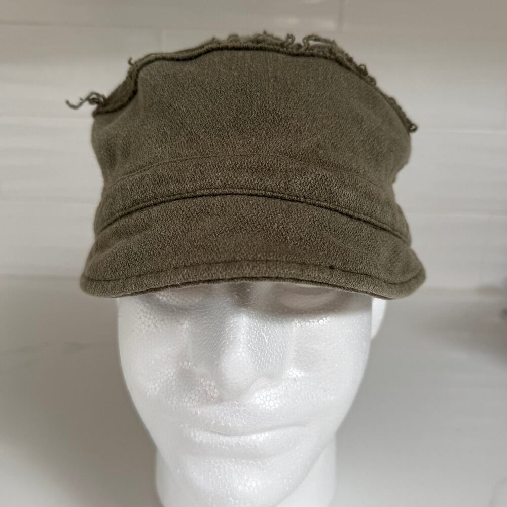Hemp Merino Wool Cap Of The Earth Distressed Military Style Olive Green Unisex
